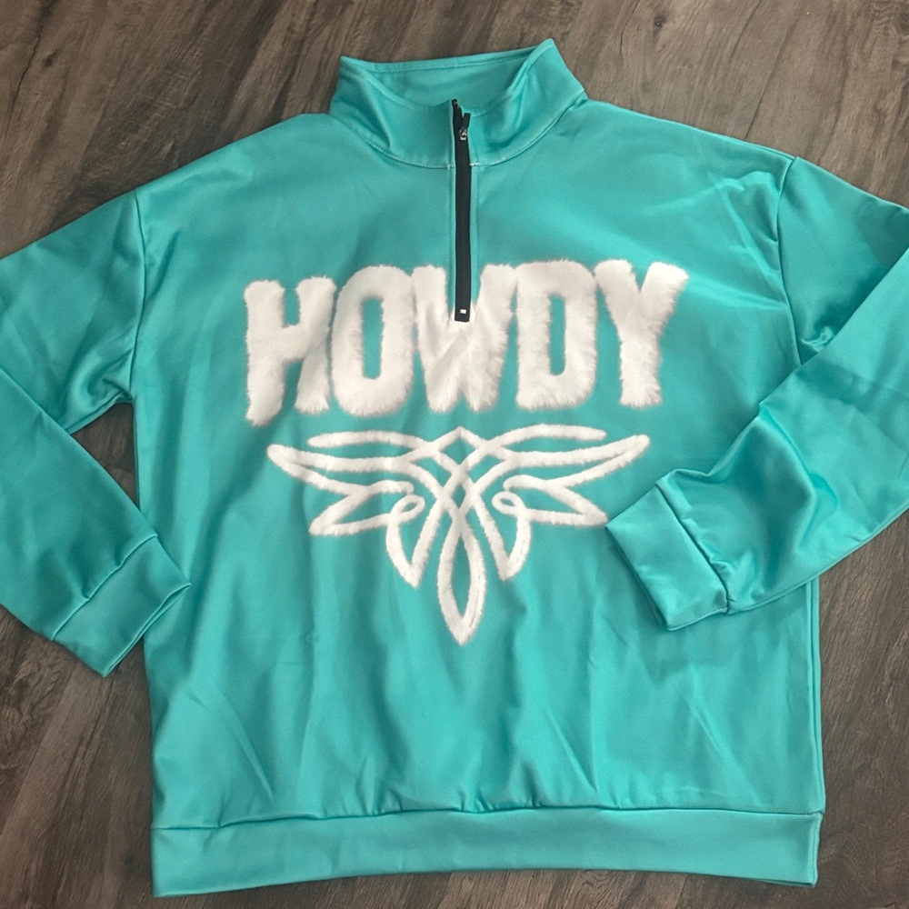 Teal 'Howdy' Pullover Sweatshirt